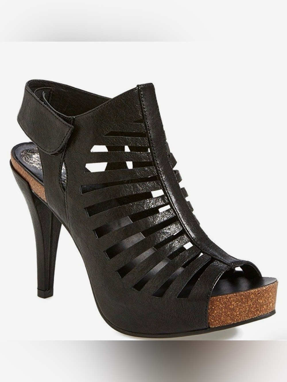 Black Cutout Peep-Toe High Heel Sandal - Women's